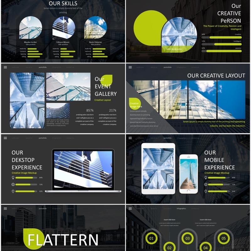 扁平化商务PPT模板flattern powerpoint template