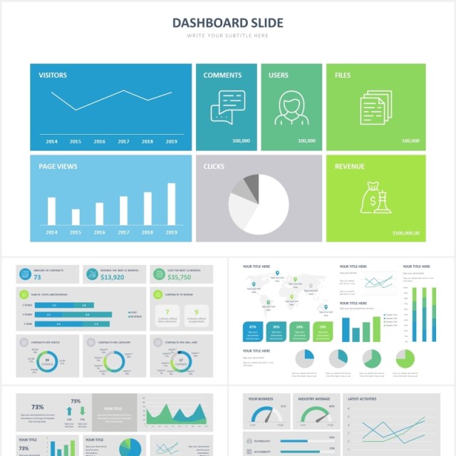 仪表板可视化信息图表PPT素材Dashboard Slides Powerpoint Template