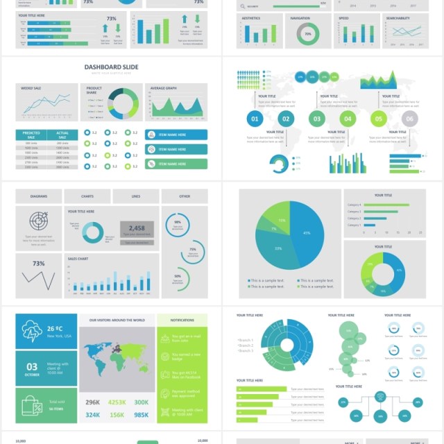 仪表板可视化信息图表PPT素材Dashboard Slides Powerpoint Template