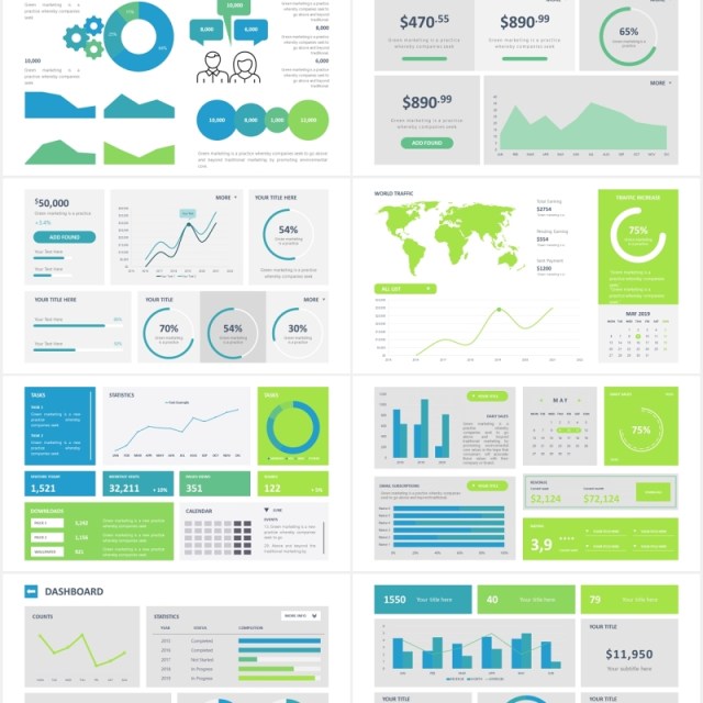 仪表板可视化信息图表PPT素材Dashboard Slides Powerpoint Template