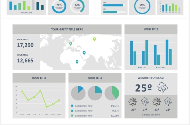 仪表板可视化信息图表PPT素材Dashboard Slides Powerpoint Template