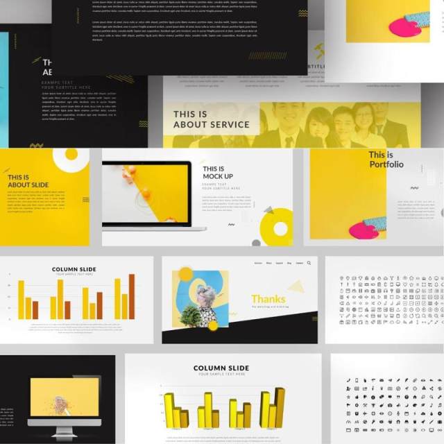 黄色简约创意PPT模板版式设计Yellow Creative Powerpoint