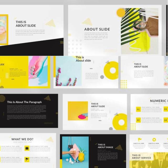 黄色简约创意PPT模板版式设计Yellow Creative Powerpoint