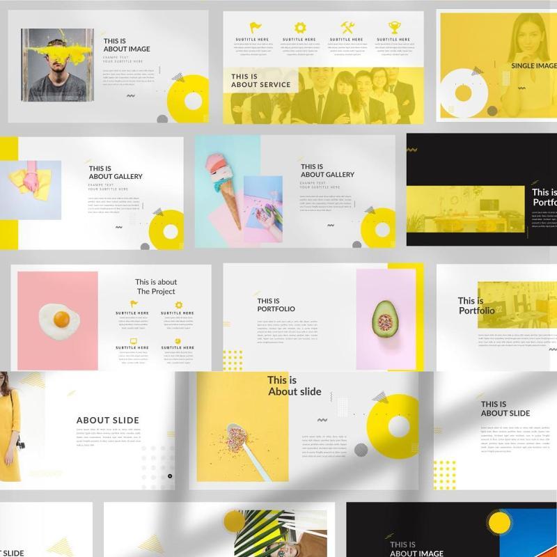 黄色简约创意PPT模板版式设计Yellow Creative Powerpoint