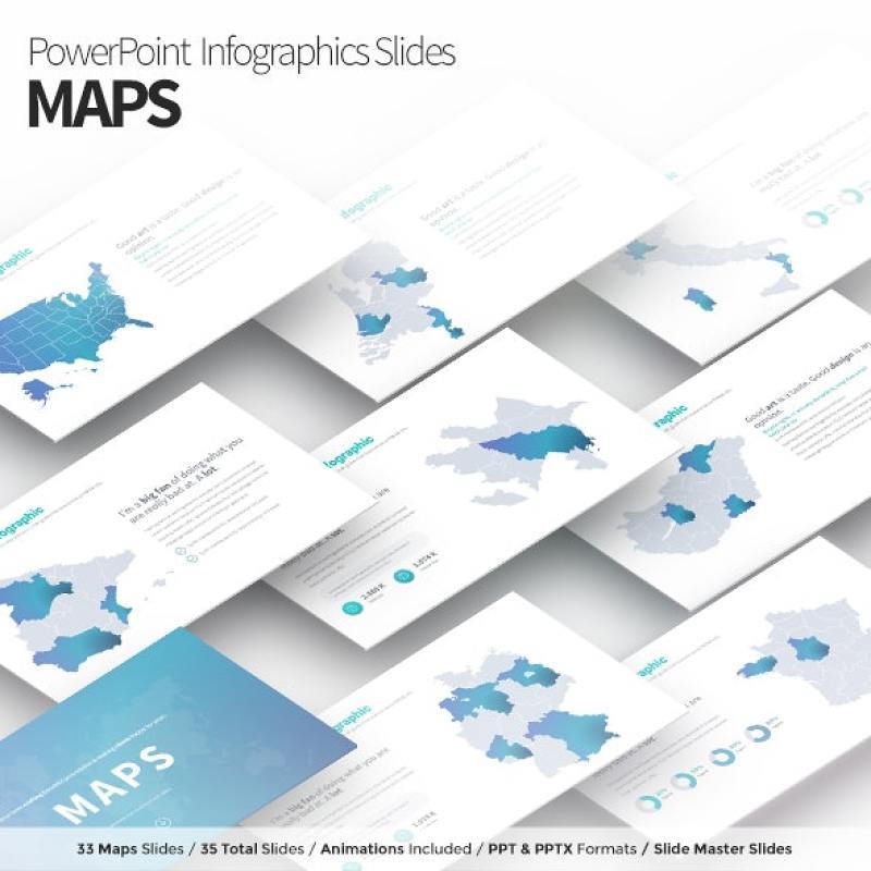 多国家地图PPT幻灯片素材可编辑MAPS