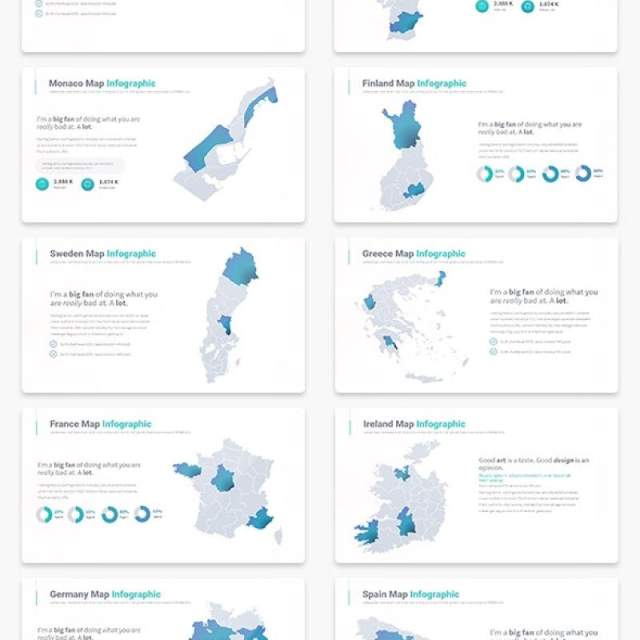 多国家地图PPT幻灯片素材可编辑MAPS