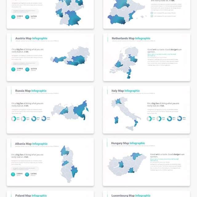 多国家地图PPT幻灯片素材可编辑MAPS