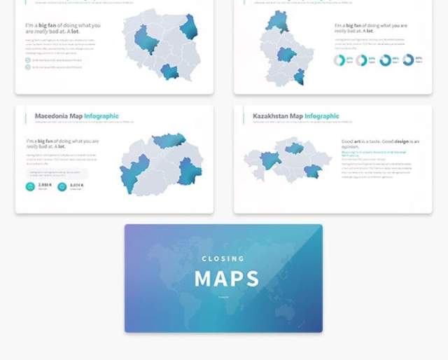 多国家地图PPT幻灯片素材可编辑MAPS