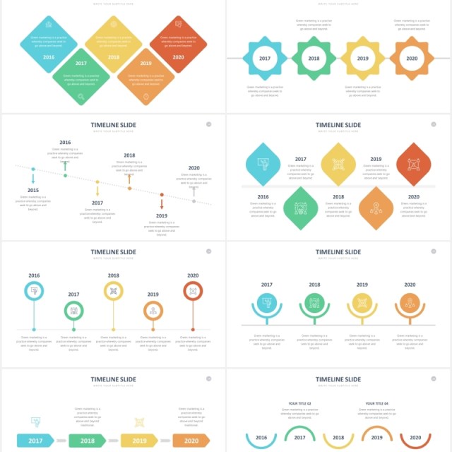 实用时间线企业发展时间轴PPT信息图表素材Timeline Powerpoint Slides