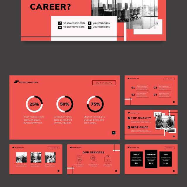 招聘猎聘公司简介宣传PPT模板不含照片Recruitment Firm PowerPoint Presentation Template