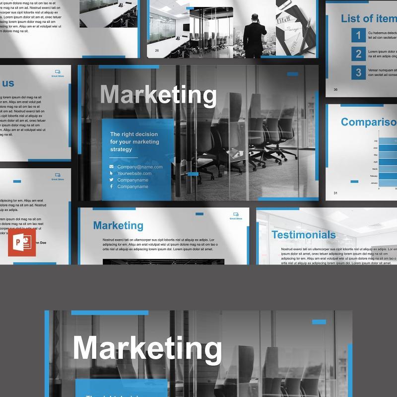 创意营销公司商业战略计划报告PPT模板不含照片Marketing Firm PowerPoint Presentation Template