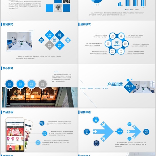 蓝色简约商业计划书演讲PPT模板