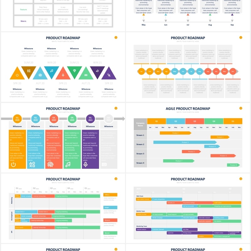 产品路线图列表表格表单PPT信息图表素材Product Roadmap Powerpoint Slides