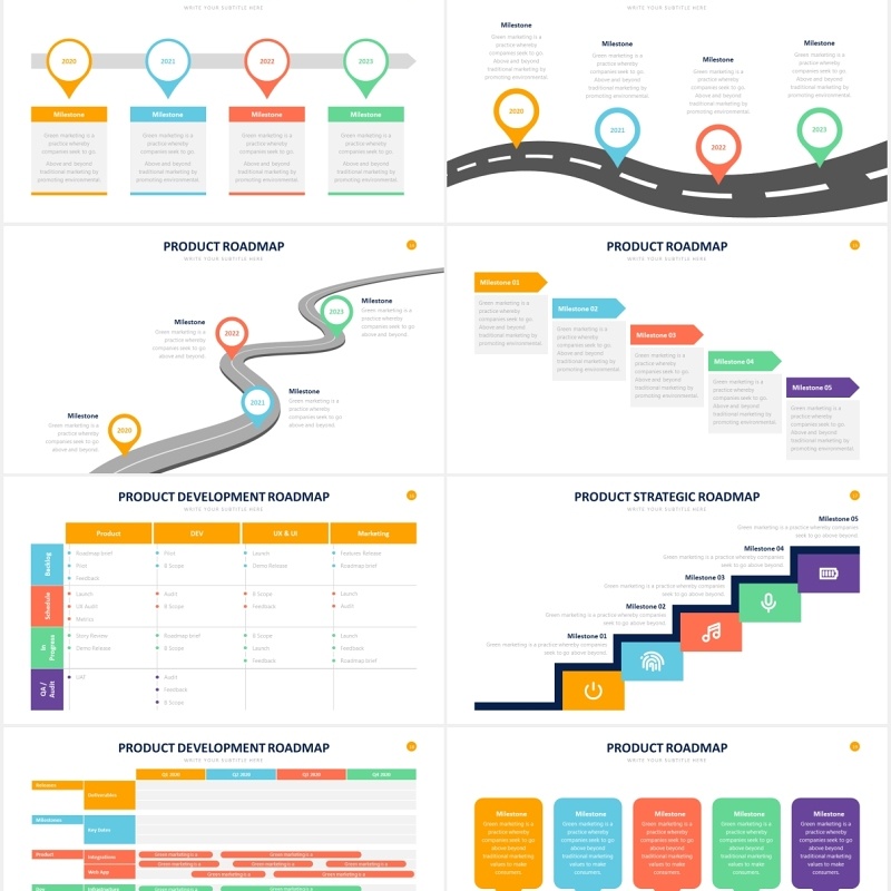 产品路线图列表表格表单PPT信息图表素材Product Roadmap Powerpoint Slides