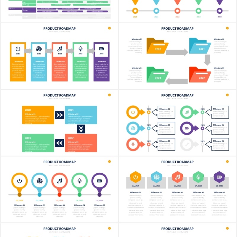 产品路线图列表表格表单PPT信息图表素材Product Roadmap Powerpoint Slides