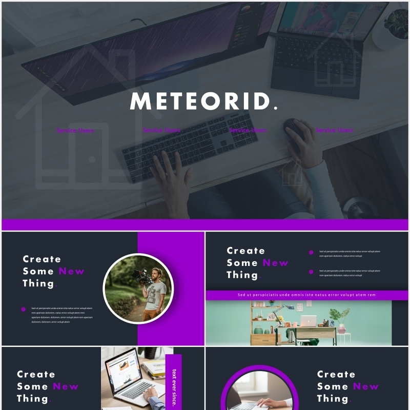 紫色商务项目宣传介绍PPT模板meteorid powerpoint template