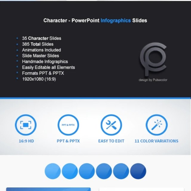 11套色系角色独特的PPT信息图形幻灯片演示Character - PowerPoint Infographics Slides