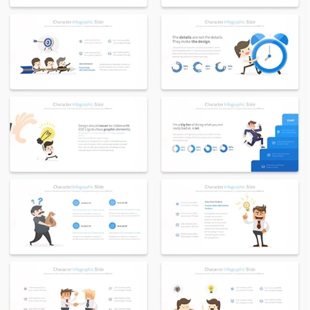 11套色系角色独特的PPT信息图形幻灯片演示Character - PowerPoint Infographics Slides