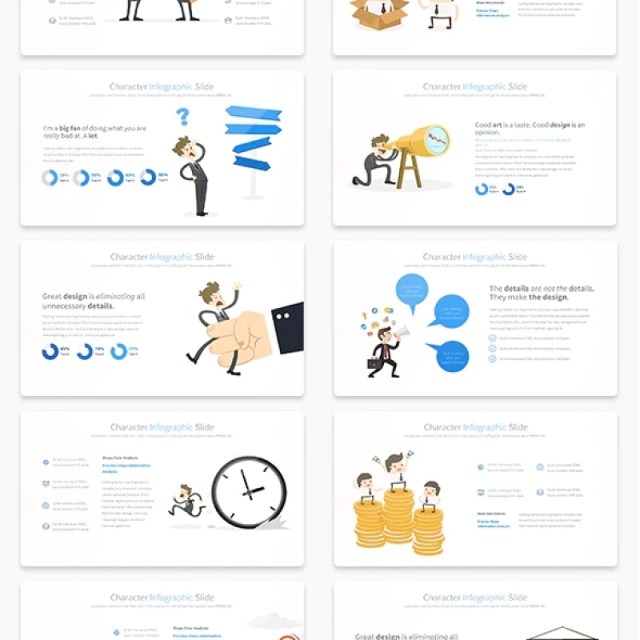 11套色系角色独特的PPT信息图形幻灯片演示Character - PowerPoint Infographics Slides