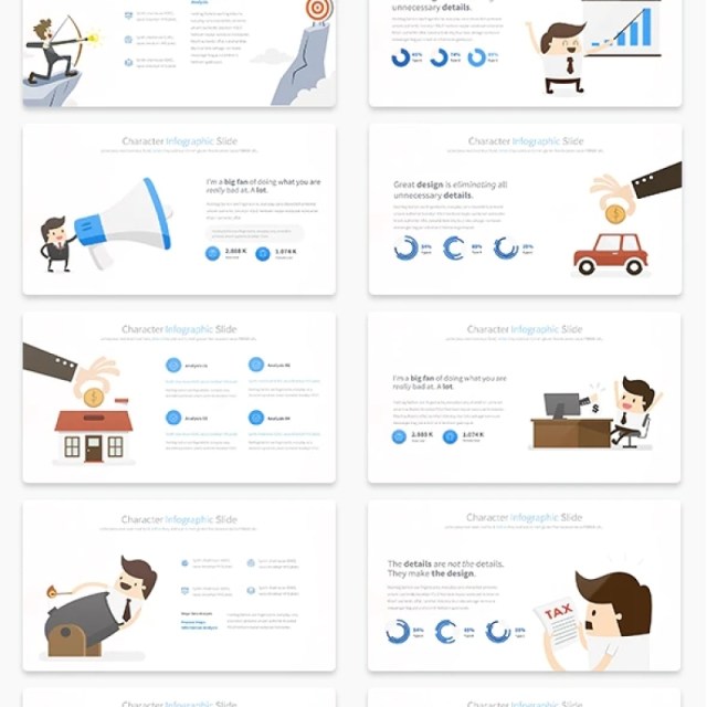 11套色系角色独特的PPT信息图形幻灯片演示Character - PowerPoint Infographics Slides 11套色系角色独特的PPT信息图形幻灯片演示Character - PowerPoint Infographics Slides