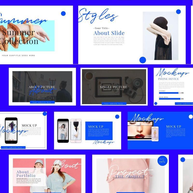 时尚服装杂志宣传介绍PPT模板版式设计Look Book Presentation