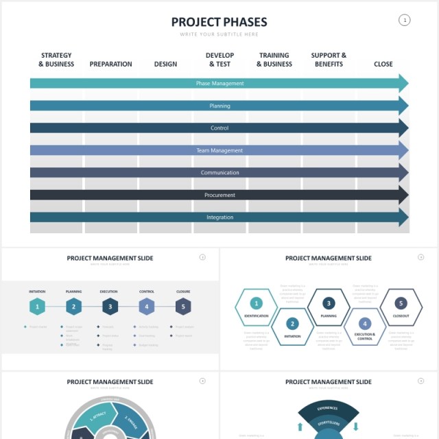 项目管理箭头进度信息图表PPT素材Project Management Slides Powerpoint