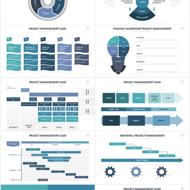 项目管理箭头进度信息图表PPT素材Project Management Slides Powerpoint