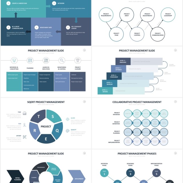 项目管理箭头进度信息图表PPT素材Project Management Slides Powerpoint