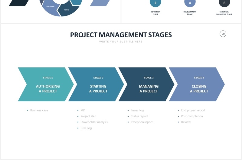 项目管理箭头进度信息图表PPT素材Project Management Slides Powerpoint