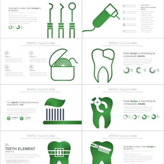 牙科主题PPT幻灯片信息图表 DENTAL PowerPoint Infographics Slides