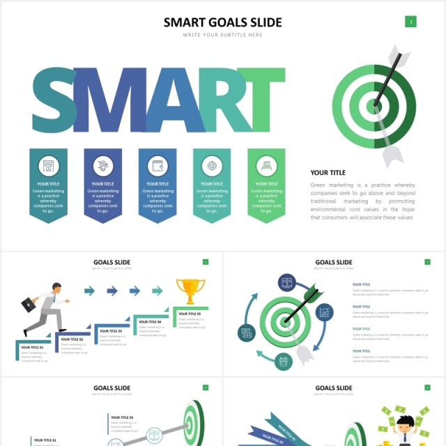 公司企业运营市场目标计划插画信息图表PPT素材Goals Slides Powerpoint Template