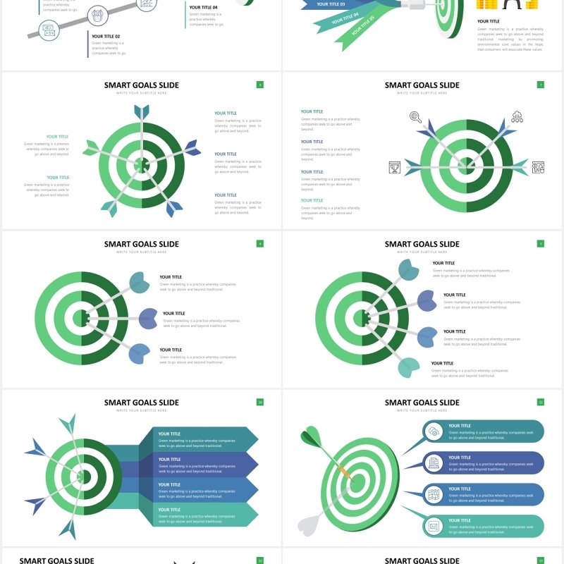 公司企业运营市场目标计划插画信息图表PPT素材Goals Slides Powerpoint Template