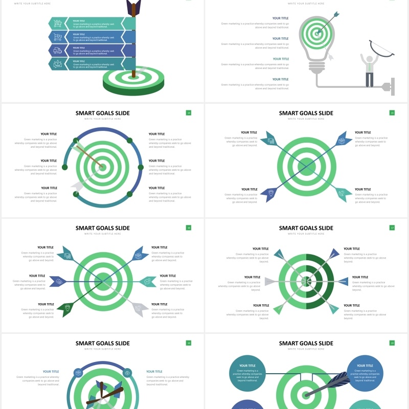 公司企业运营市场目标计划插画信息图表PPT素材Goals Slides Powerpoint Template