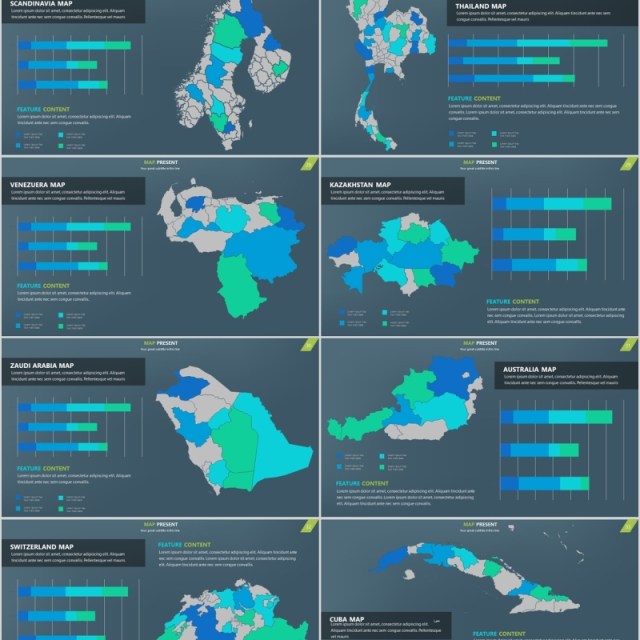 深色地图PPT市场用户数据分析多国家元素Map Presentation 深色地图PPT市场用户数据分析多国家元素Map Presentation