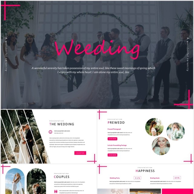 婚礼活动策划结婚照片展示PPT国外模板Wedding - Powerpoint Template