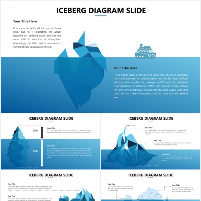 冰山图信息图表PPT素材可视化对比数据Iceberg Diagram Slides Powerpoint Template