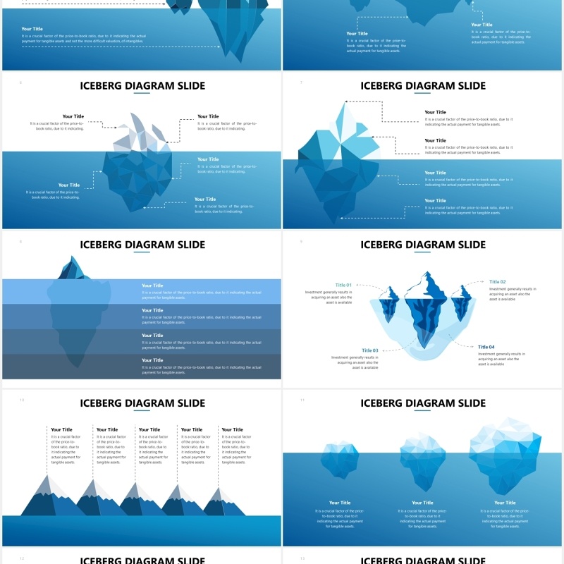 冰山图信息图表PPT素材可视化对比数据Iceberg Diagram Slides Powerpoint Template