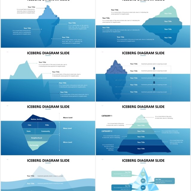 冰山图信息图表PPT素材可视化对比数据Iceberg Diagram Slides Powerpoint Template