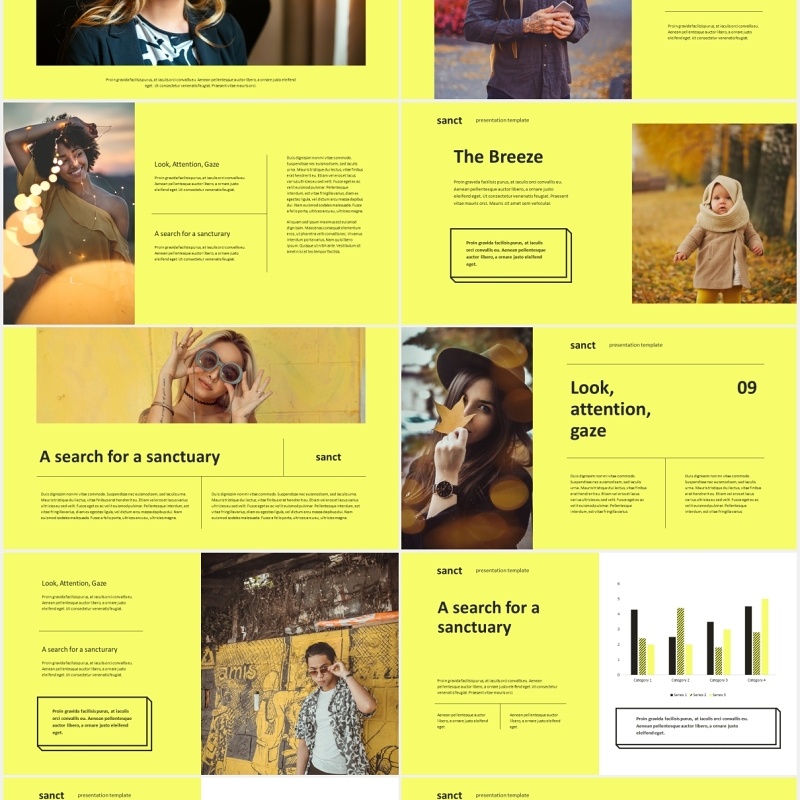 黄色时尚现代工作宣传PPT模板sanct modern powerpoint template