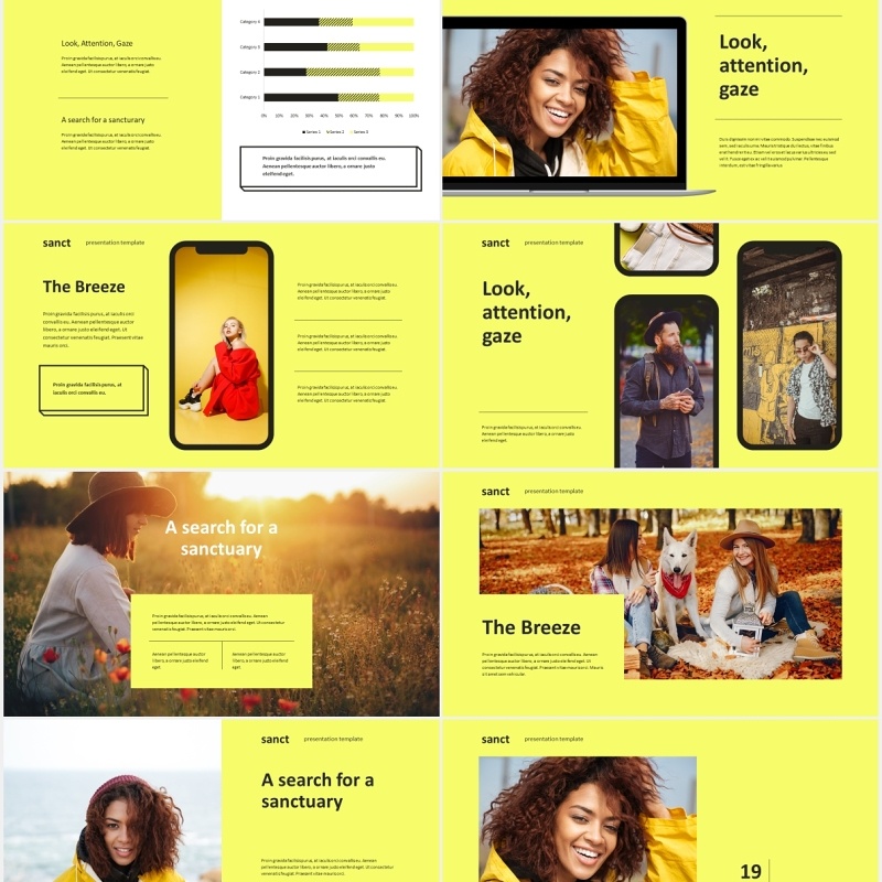 黄色时尚现代工作宣传PPT模板sanct modern powerpoint template