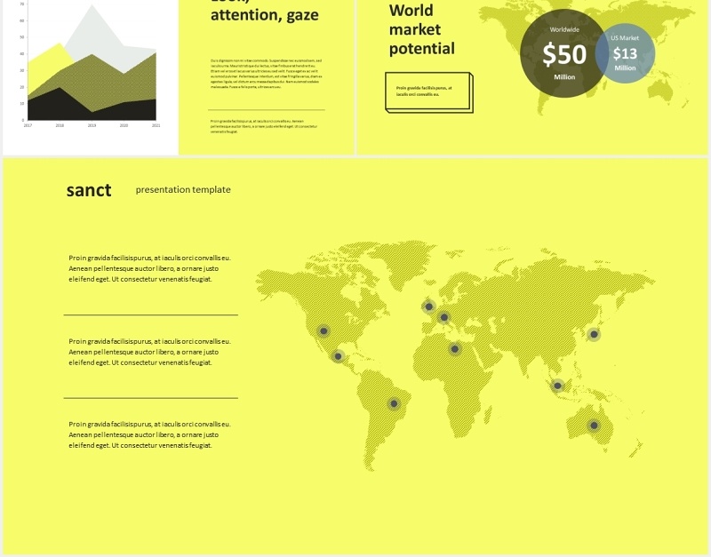 黄色时尚现代工作宣传PPT模板sanct modern powerpoint template