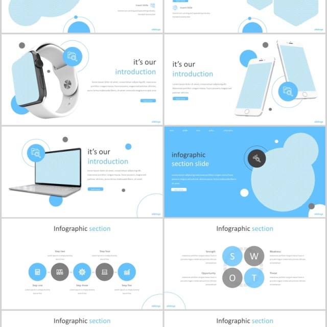 蓝色商务公司简介个人介绍PPT模板版式设计siblings powerpoint template