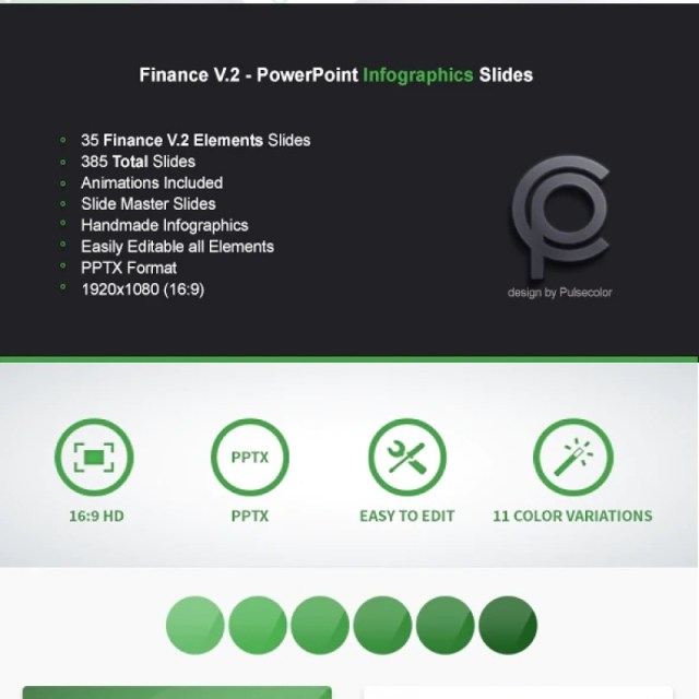 11套色系金融理财财务V.2PPT信息图表幻灯片Finance V.2 - PowerPoint Infographics Slides