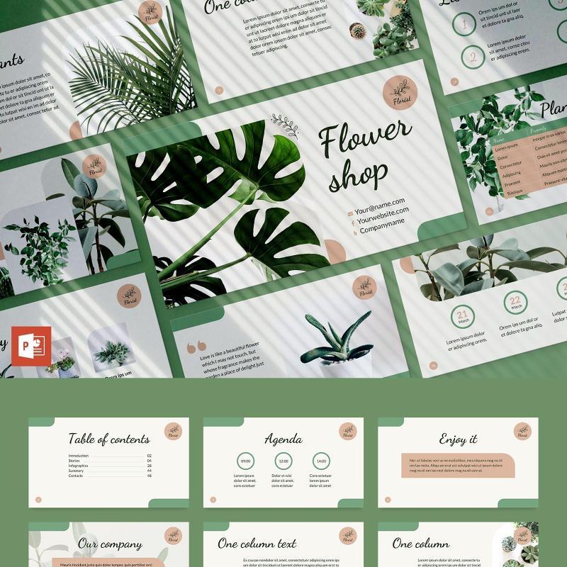 花店花艺PPT版式模板Flower Shop PowerPoint Presentation Template