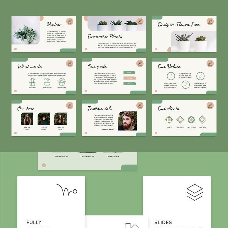 花店花艺PPT版式模板Flower Shop PowerPoint Presentation Template