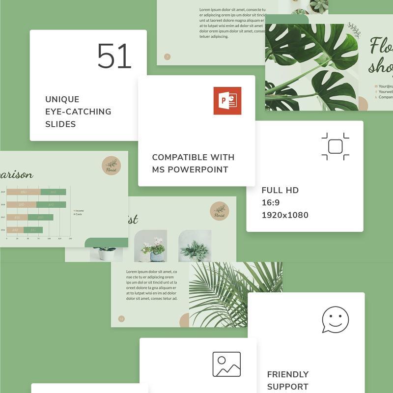 花店花艺PPT版式模板Flower Shop PowerPoint Presentation Template