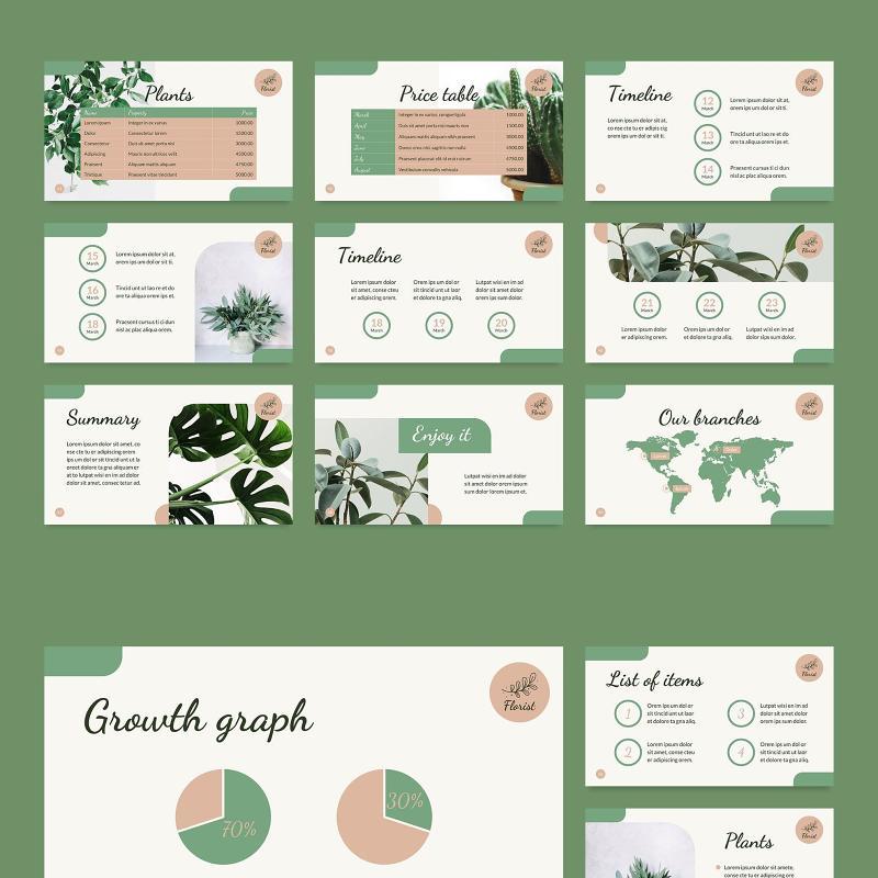 花店花艺PPT版式模板Flower Shop PowerPoint Presentation Template