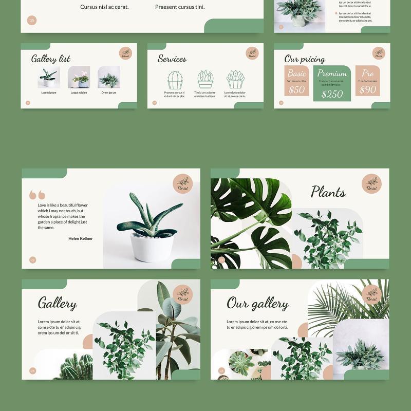 花店花艺PPT版式模板Flower Shop PowerPoint Presentation Template