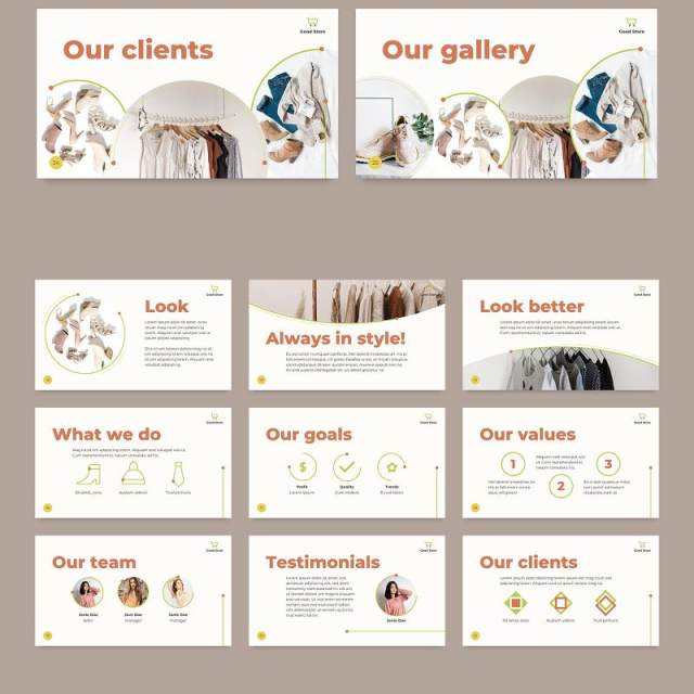 线上店铺电商购物PPT模板不含照片Online Store PowerPoint Presentation Template