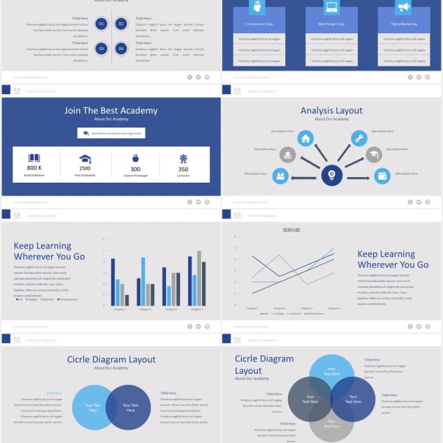 大学生学校教育学术报告答辩PPT模板图片排版设计Academia - University School Powerpoint Template